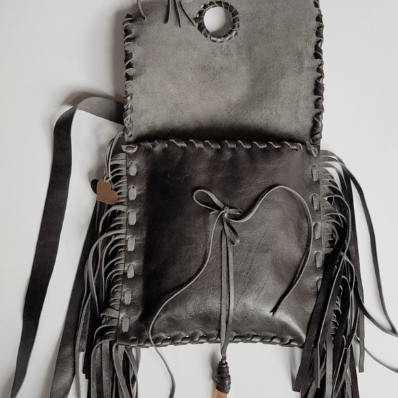 Genuine Leather "Citrine Point Boho" Bag - Picture 2 of 4